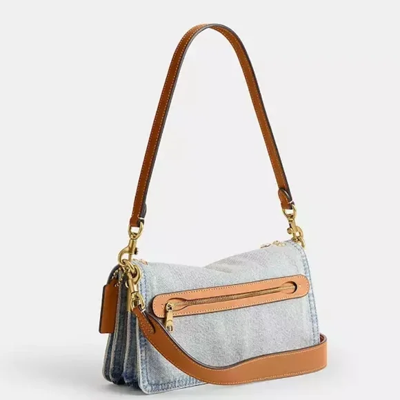 Coach RETAIL Bleach Washed Denim Tabby 26 With Distressed Crystals Style CCW92 - Picture 3 of 13